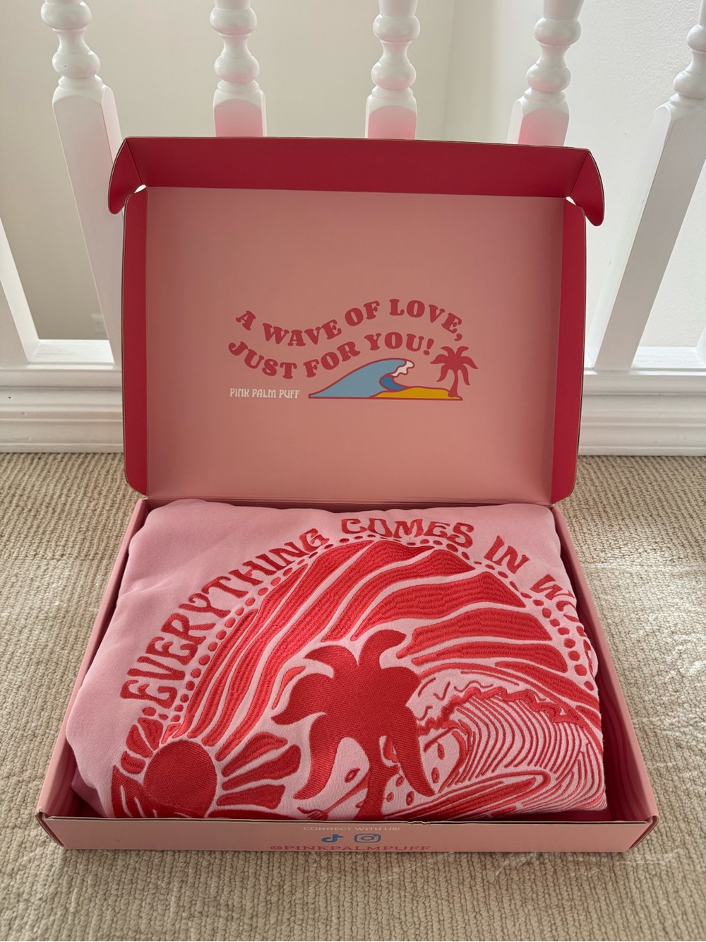 Pink Palm Puff Hoodiw with box XXS